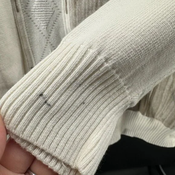 Pronto Uomo Sweater Adult L Creme Brown Textured Knit Casual Sweatshirt Grandpa - Picture 3 of 9